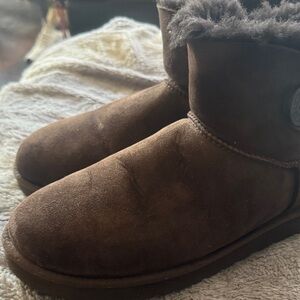UGG Chocolate Suede Boots women’s size 11 so cozy beautiful dark brown nice cond